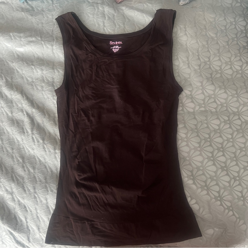Sculptz Brown Shaping Tank Top Camisole Shapewear Compression: 1X/2X
